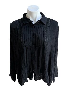 Kye Mi Pintuck Blouse Black Medium NWT